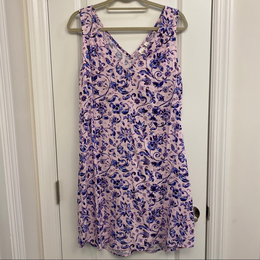 Pink Shift Dress V Neck